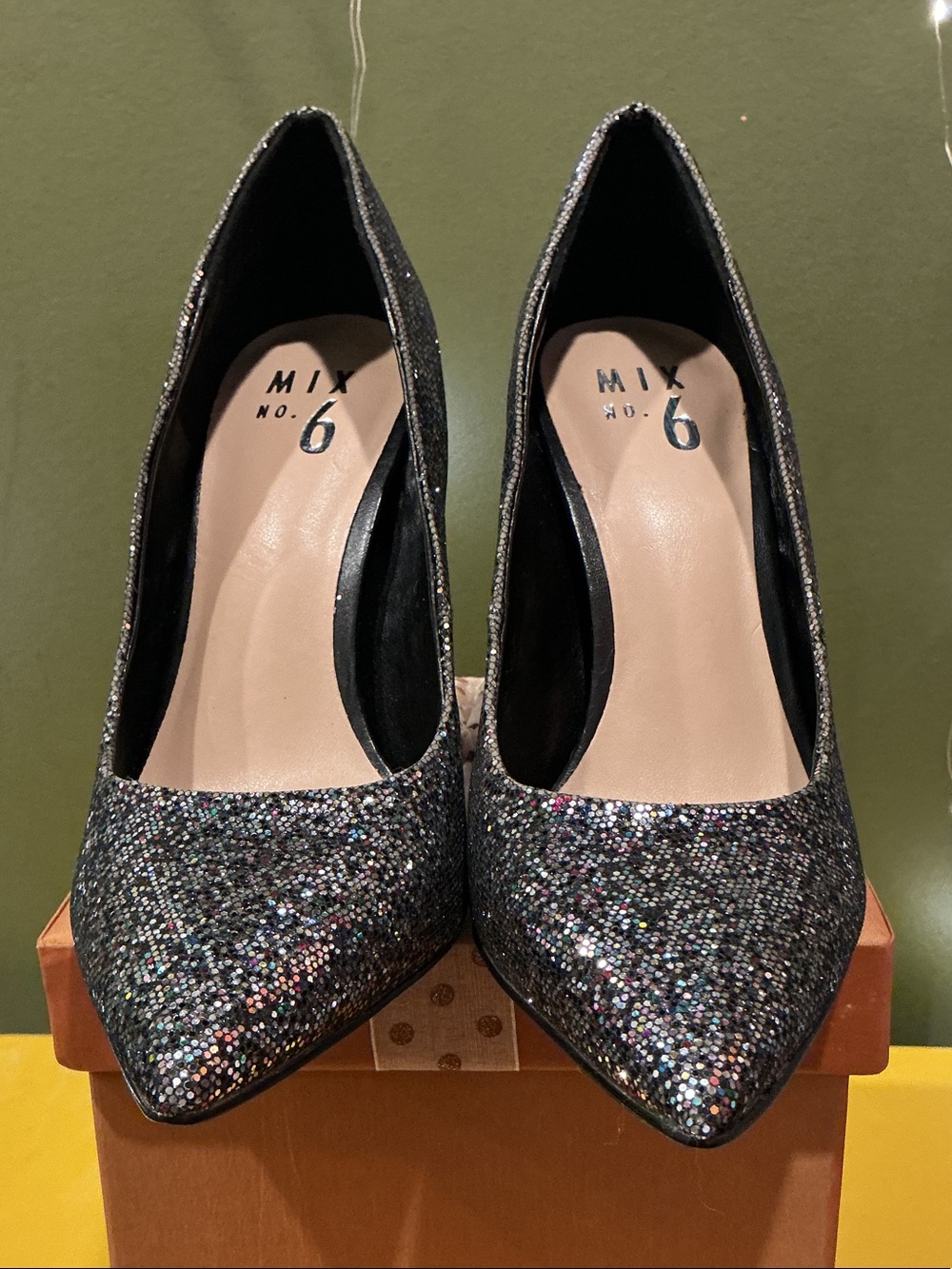 Mix No. 6 Black Multi Glitter Pointed-Toe Pumps